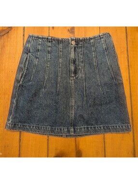 NWT SEVENTY & MOCHI DENIM A-LINE MINI SKIRT| SIZE 27 or S | DARK WASH